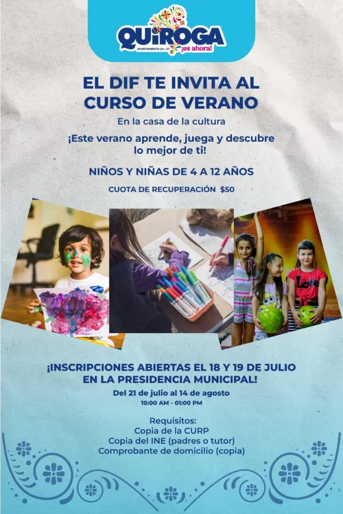 Invita Gobierno de Quiroga al Curso de Verano 2025