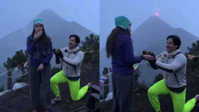 #Video: Erupción volcánica en preciso momento de declaración de matrimonio