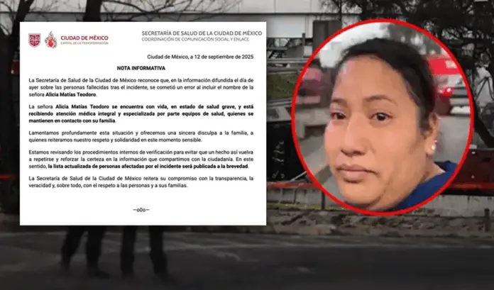 Abuela que salvó a su nieta de la explosión en Iztapalapa sigue viva, rectifica la Secretaría de Salud de CDMX