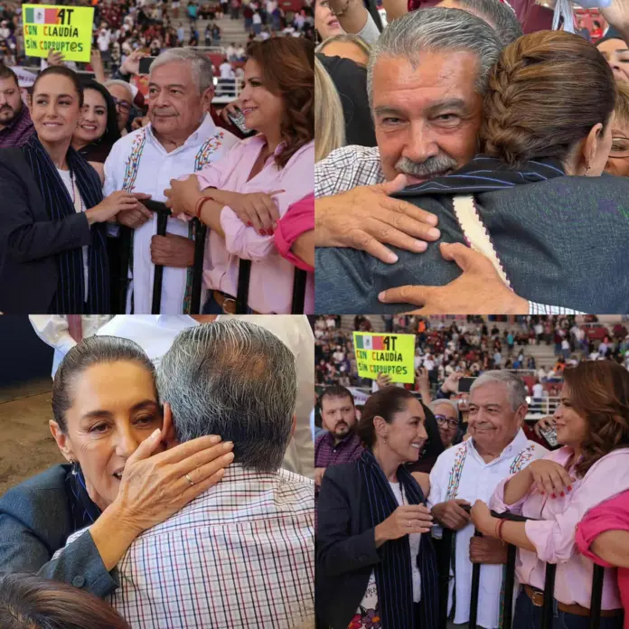 Fabiola y Morón los consentidos de la Presidenta de México, Claudia Sheinbaum, así los saludó en su visita a Morelia