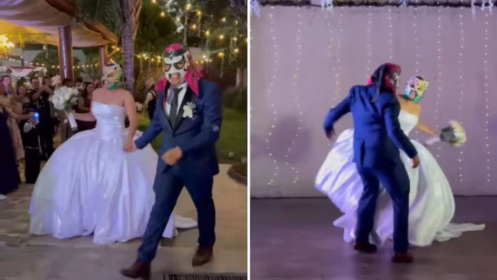 #Video: Boda celebra baile como pelea de lucha libre