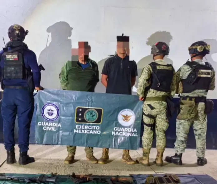 Dos hombres y armas aseguradas en Apatzingán: SSP