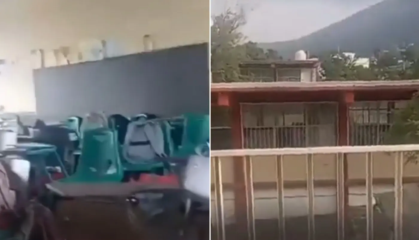 619bcbed-3c69-461c-a3d6-8fdcec6900b6 Estudiantes se resguardan durante enfrentamiento entre policías y delincuentes en Monterrey | VIDEO