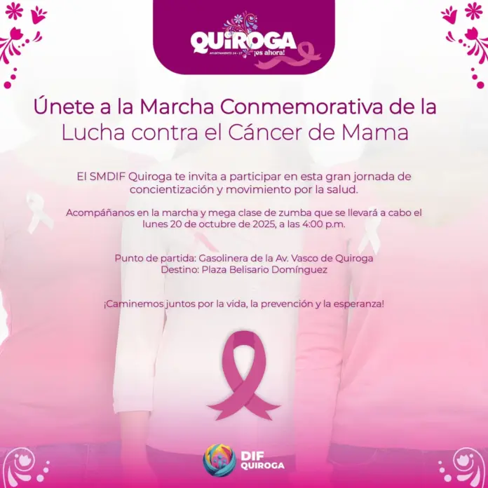 Se une Quiroga en una sola voz contra el cáncer de mama