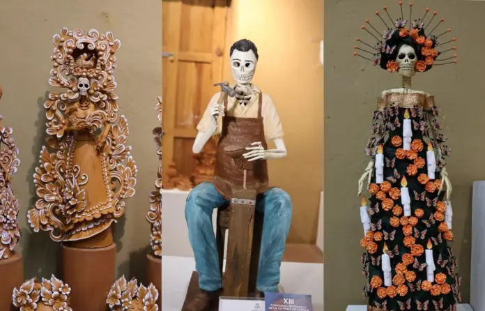 Premian a las mejores catrinas de barro, del 13 Concurso Artesanal