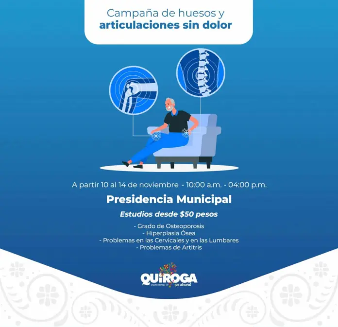 Pone Gobierno de Quiroga en marcha campaña “Huesos y Articulaciones Sin Dolor” en apoyo a la salud de la ciudadanía