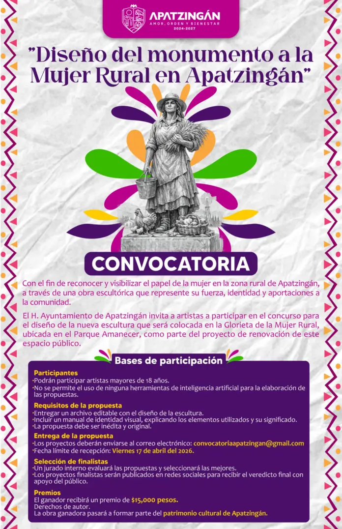 Gobierno de Apatzingán lanza convocatoria para diseñar el Monumento a la Mujer Rural