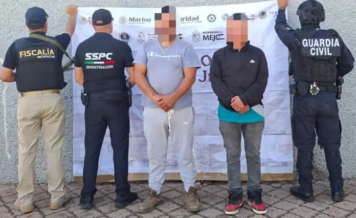 SSP brinda apoyo operativo en cateo en Morelia; aseguran armas, droga y detienen a dos personas