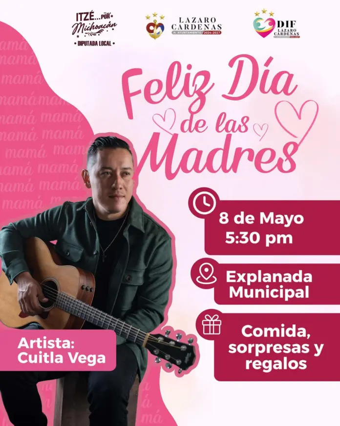 Celebrarán en Lázaro Cárdenas el Día de las Madres con concierto de Cuitla Vega