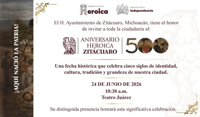 Zitácuaro celebrará este 24 de junio 500 años de historia, identidad y grandeza